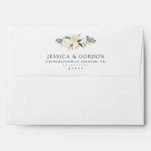 White Rose Watercolor   Envelope