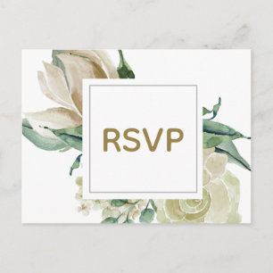 White Rose Watercolor Wedding  RSVP card