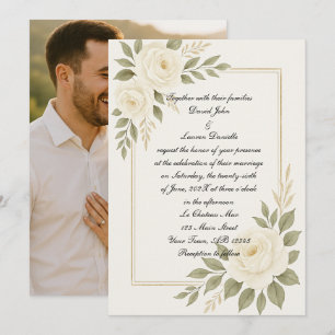 White Rose Wedding Invitation