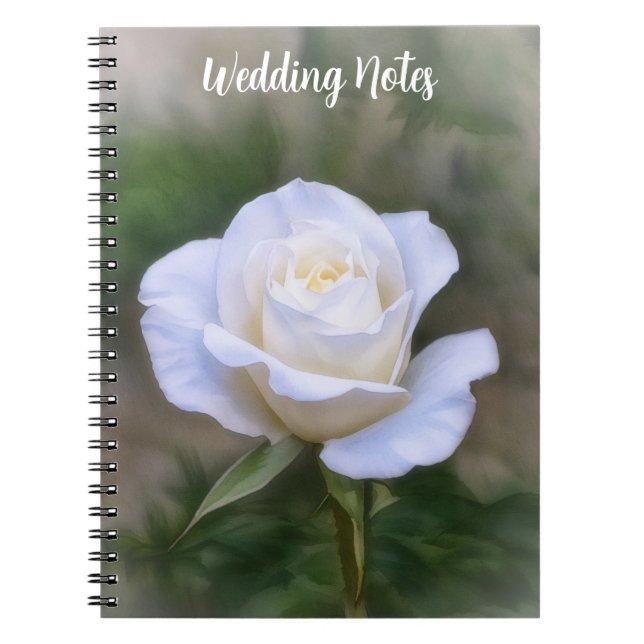 White Rose Wedding Notes or Personalized Journal  (Front)