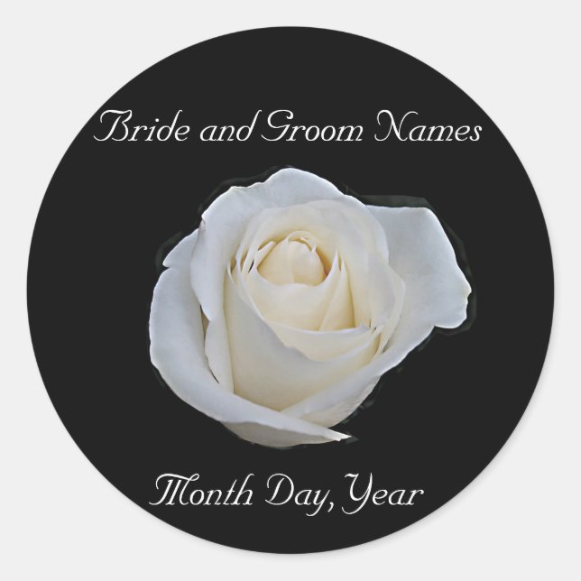 White Rose Wedding Sticker (Front)