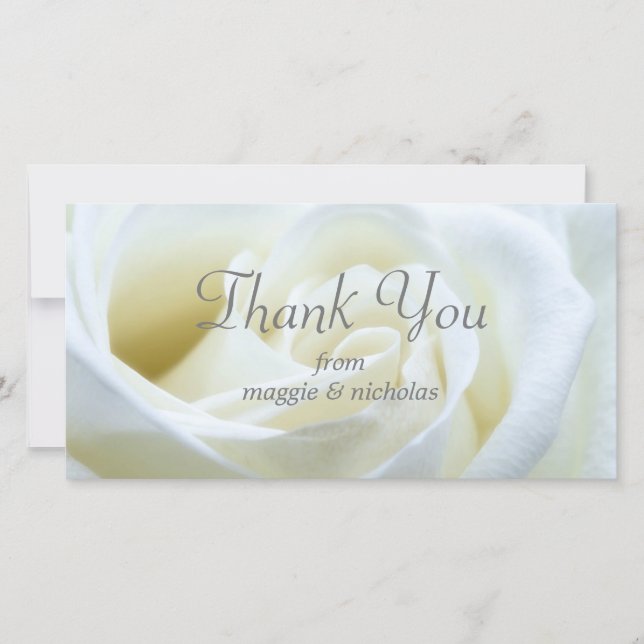 White Rose Wedding Thank You Card (Front)