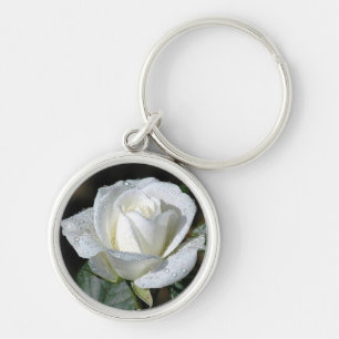 White Rose with Dew Keychain