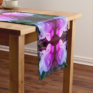 White Rose With Raindrops Abstract Tinted Short Table Runner