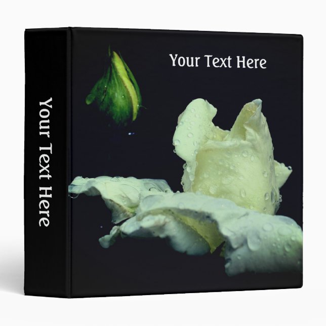 White Rosebud Floral Personalized Binder (Front/Spine)