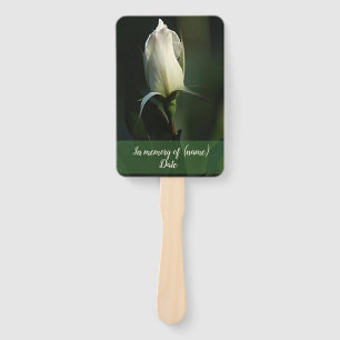White Rosebud Hand Fan