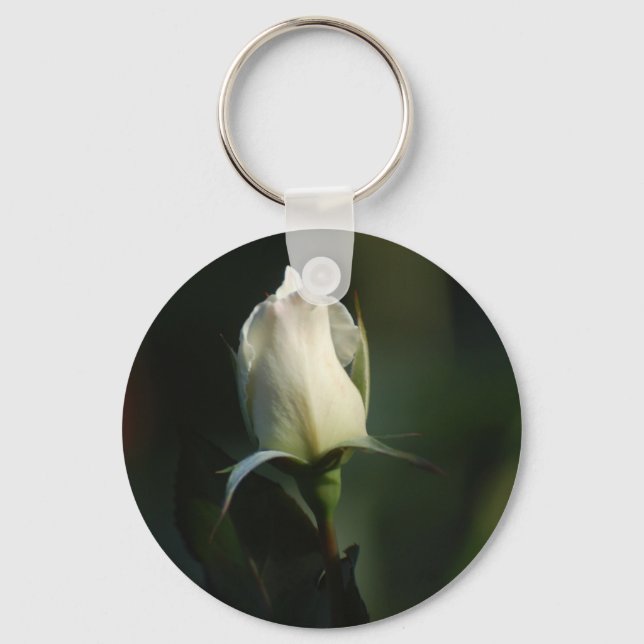 White Rosebud Keychain (Front)