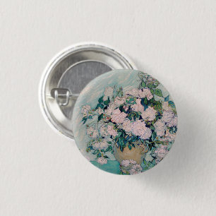 White Roses-1890-Vincent van Gogh   1 Inch Round Button