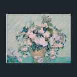 White Roses-1890-Vincent van Gogh   Invitation Postcard<br><div class="desc">White Roses (1890). Vincent van Gogh. Still life in cool blue and light pink tones. On a blue tablecloth there is a bouquet of delicate roses in a large vase.  Reproduction of famous works of art  images in the public domain.</div>