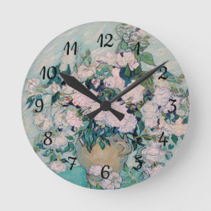 White Roses-1890-Vincent van Gogh Round Clock