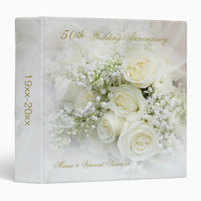 White roses 50th Wedding Anniversary Binder (Front/Spine)