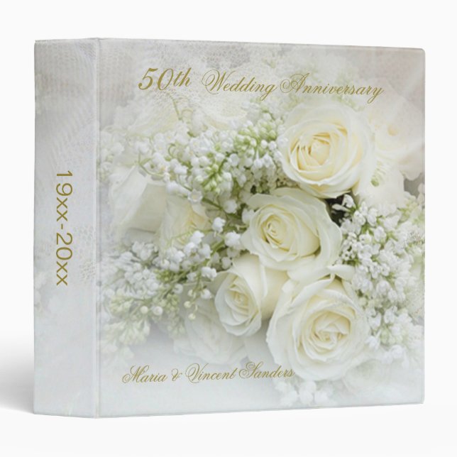 White roses 50th Wedding Anniversary Binder (Front/Spine)