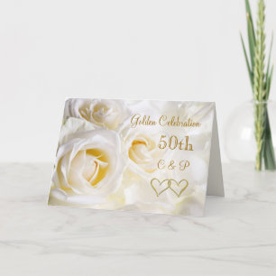 White roses 50th Wedding Anniversary Invitation