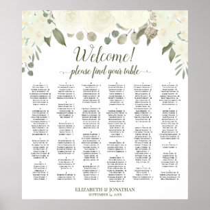 White Roses Alphabetical Welcome Seating Chart