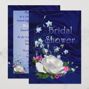 White Roses and Bluebells Bridal Shower Invitation