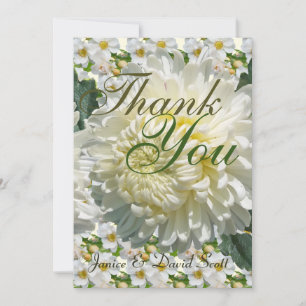 White Roses and Chrysanthemum Wedding Thank You