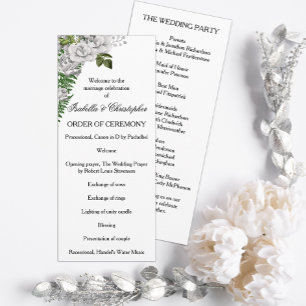 White Roses and Ferns Wedding Program