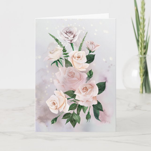White Roses and Greenery Sympathy Card (Front)