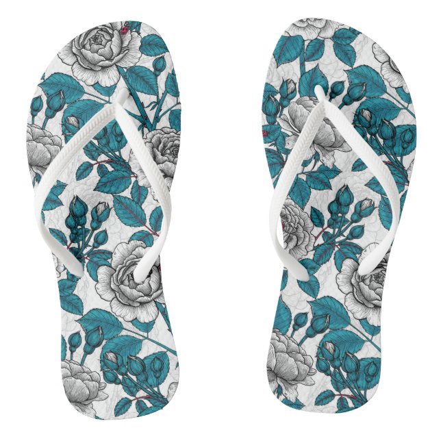 White roses and ladybugs flip flops (Footbed)