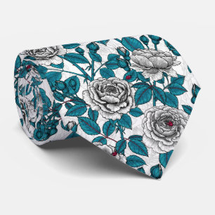 White roses and ladybugs tie