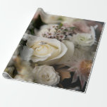 White roses and wedding rings wrapping paper<br><div class="desc">Photo of White roses and wedding rings</div>