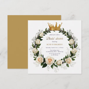 White Roses & Baby’s Breath Bridal Shower Invitation