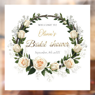 White Roses & Baby’s Breath Bridal Shower Window Cling