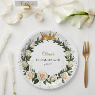 White Roses & Baby’s Breath Favours Paper Plate