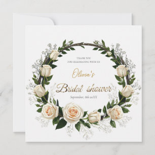 White Roses & Baby’s Breath Favours Thank You Card