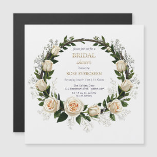 White Roses & Baby’s Breath  Magnetic Invitation