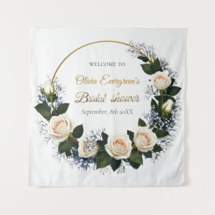 White Roses & Baby’s Breath Welcome Tapestry