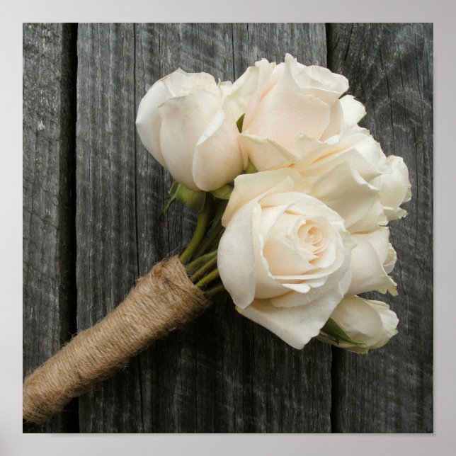 White Roses & Barnwood Poster (Front)