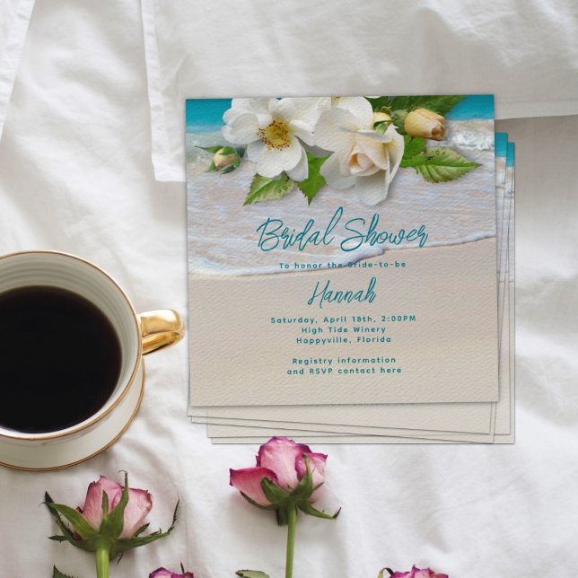White Roses Beach Invitation de la douche nuptiale (Créateur téléchargé)