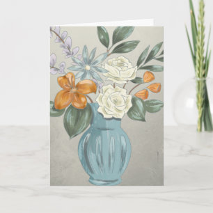 White Roses Blank Card
