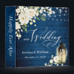 White Roses Blue Wood Lantern Wedding Binder<br><div class="desc">Wood & Blush Roses Floral Greenery Custom Wedding Binder 
This floral binder will be perfect for personal use and an event like weddings,  bridal showers and baby showers.</div>