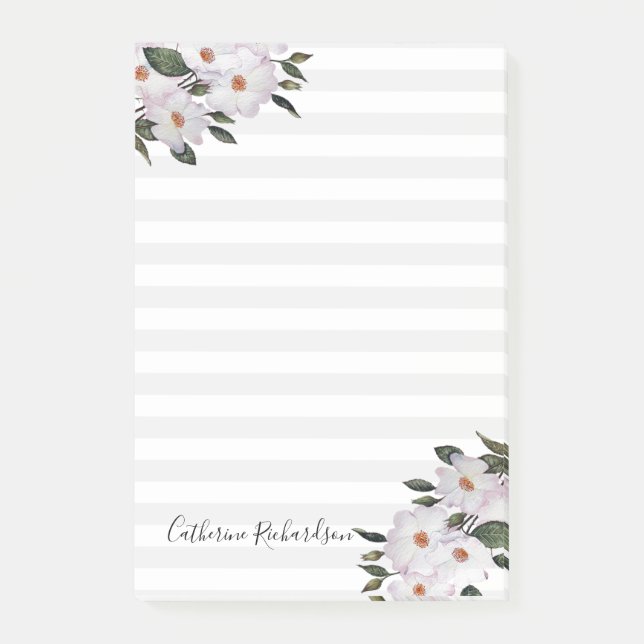 White Roses Botanical Illustration Post-it Notes (Front)