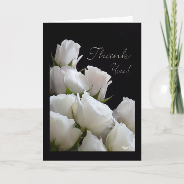 White Roses Bouquet Thank You AH2009 (Front)