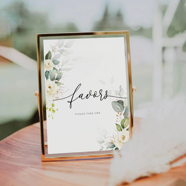 White Roses Bridal Shower Favours Sign (Creator Uploaded)