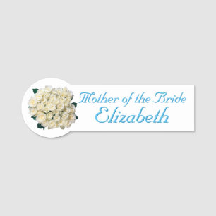 White Roses Bridal Shower Name Tag