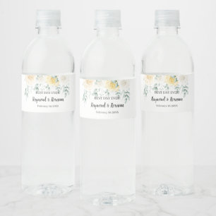 White Roses Bridal Shower Wedding Water Bottle Water Bottle Label