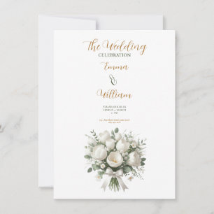 white roses bride wedding card invitation