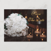 White Roses & Candlelight Save The Date Card