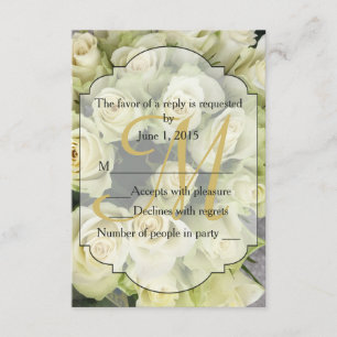 White Roses Champagne Blush Wedding Suite RSVP Card
