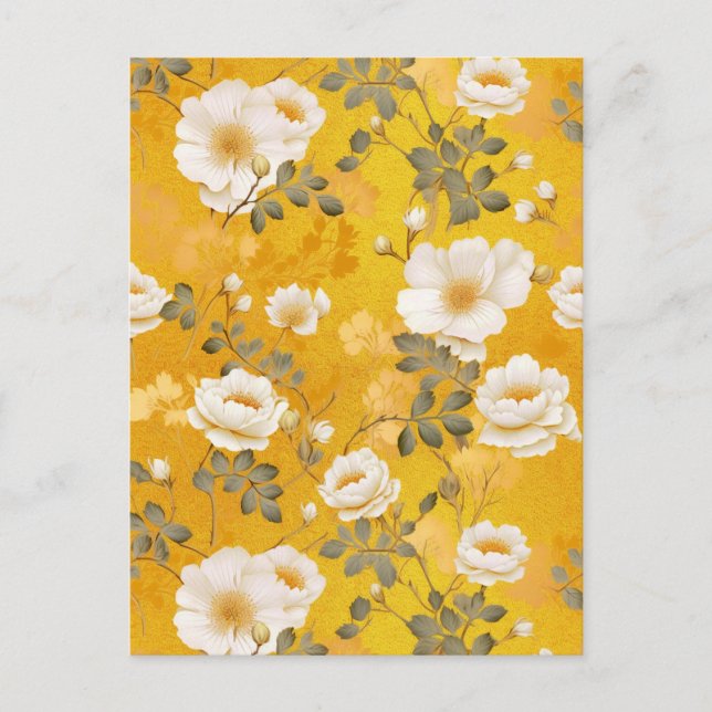 White Roses Chiyogami  Postcard (Front)