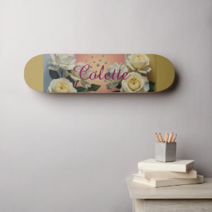 White Roses Colette Gold Skateboard