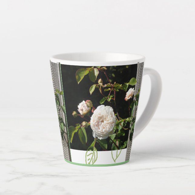 White Roses Design Latte Mug (Right Angle)