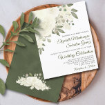 White Roses Elegant BUDGET Wedding Invitation<br><div class="desc">This wedding invitation is elegant tasteful and beautiful while still being budget friendly and affordable. The design features a bevy of hand painted watercolor roses, blossoms, leaves, and eucalyptus in shades of ivory and white. The right justified text gives it a modern elegant feel. Wonderful way to ask your friends...</div>
