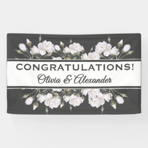 White Roses Elegant Floral Wedding Banner
