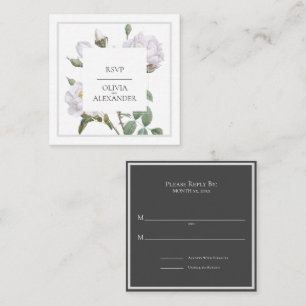 White Roses Elegant Wedding RSVP Card
