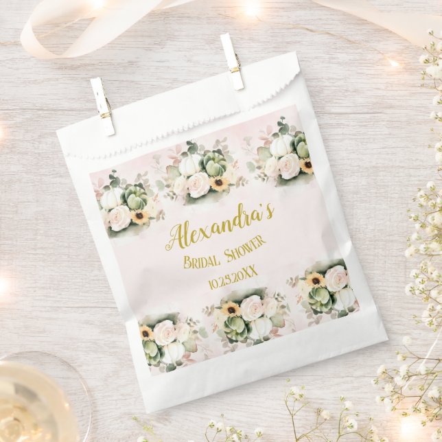 White Roses Fall Pumpkins Favour Bag (Clipped)